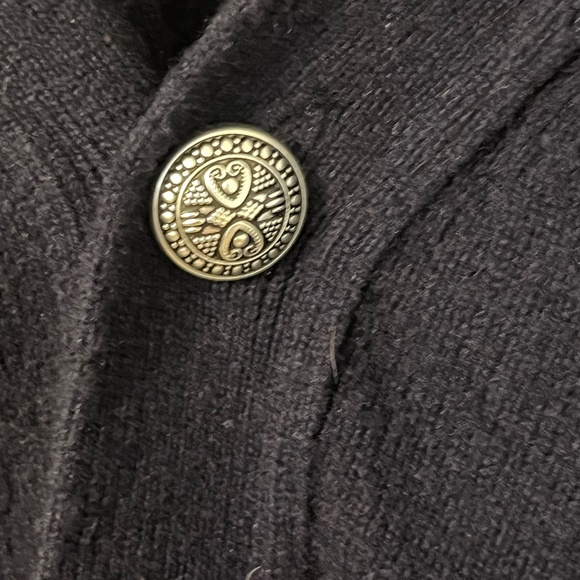 Lands End 100% Cashmere Cardigan Navy 46-48 Pockets Grandpa XL Sweater Mens - Picture 4 of 11